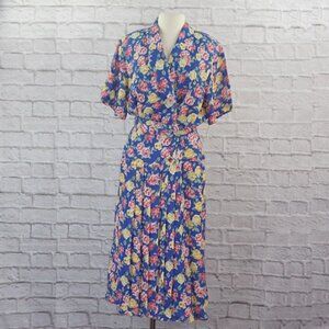 Vintage 80s Floral Midi Dress